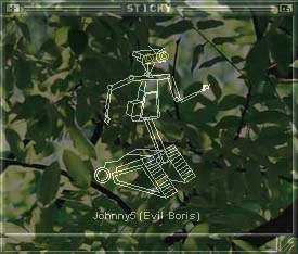 Johnny5 in Winamp3, using Winamp's transparency feature